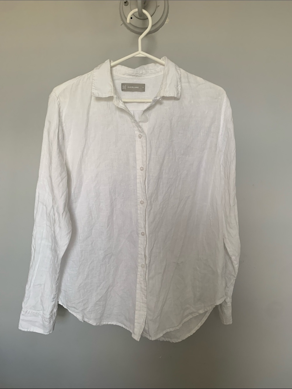 100% Linen Everlane White Long-Sleeve Button-Down Shirt